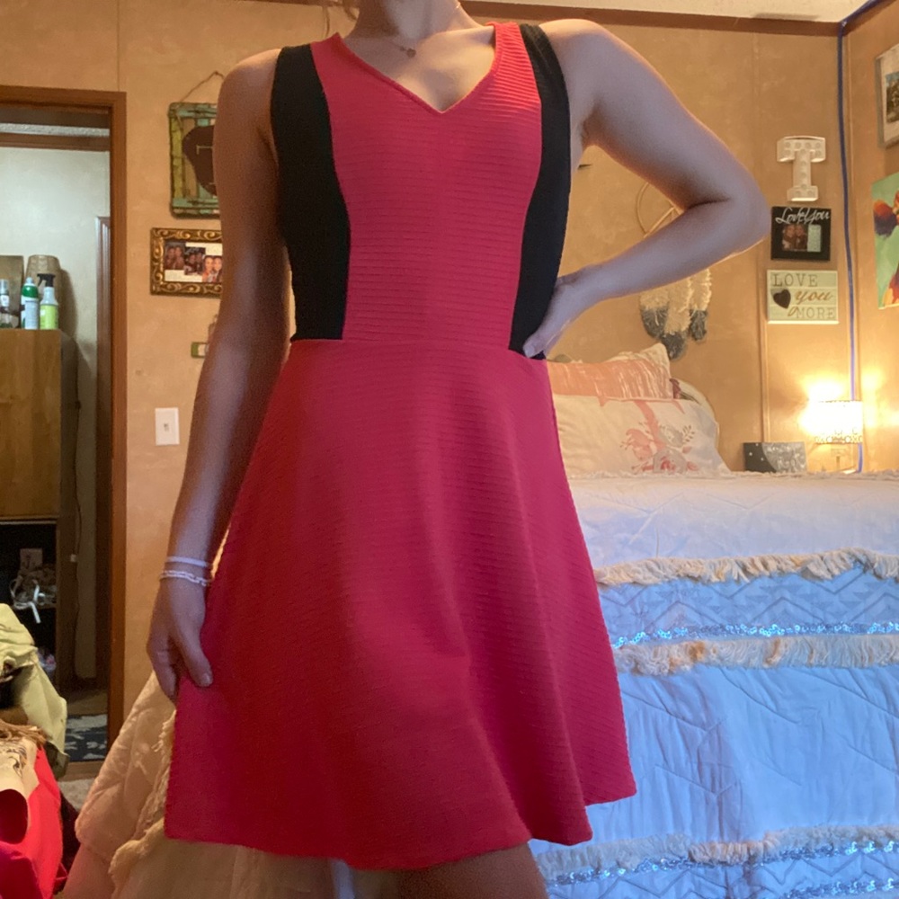 Pink & Black Color Block Dress
